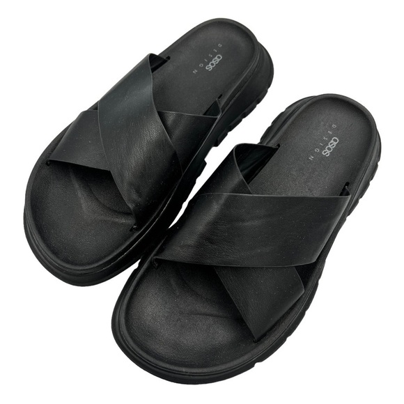 ASOS DESIGN FairPlay Chunky Sporty Flat Mules Black - Picture 5 of 15